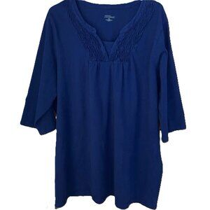 Liz & Me for Catherine's ~ Casual Shirt ~ 3X 26/28 ~ 3/4 Sleeve ~ Navy Blue